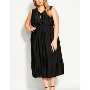 City Chic sz 14 Black pleated sleveless dress